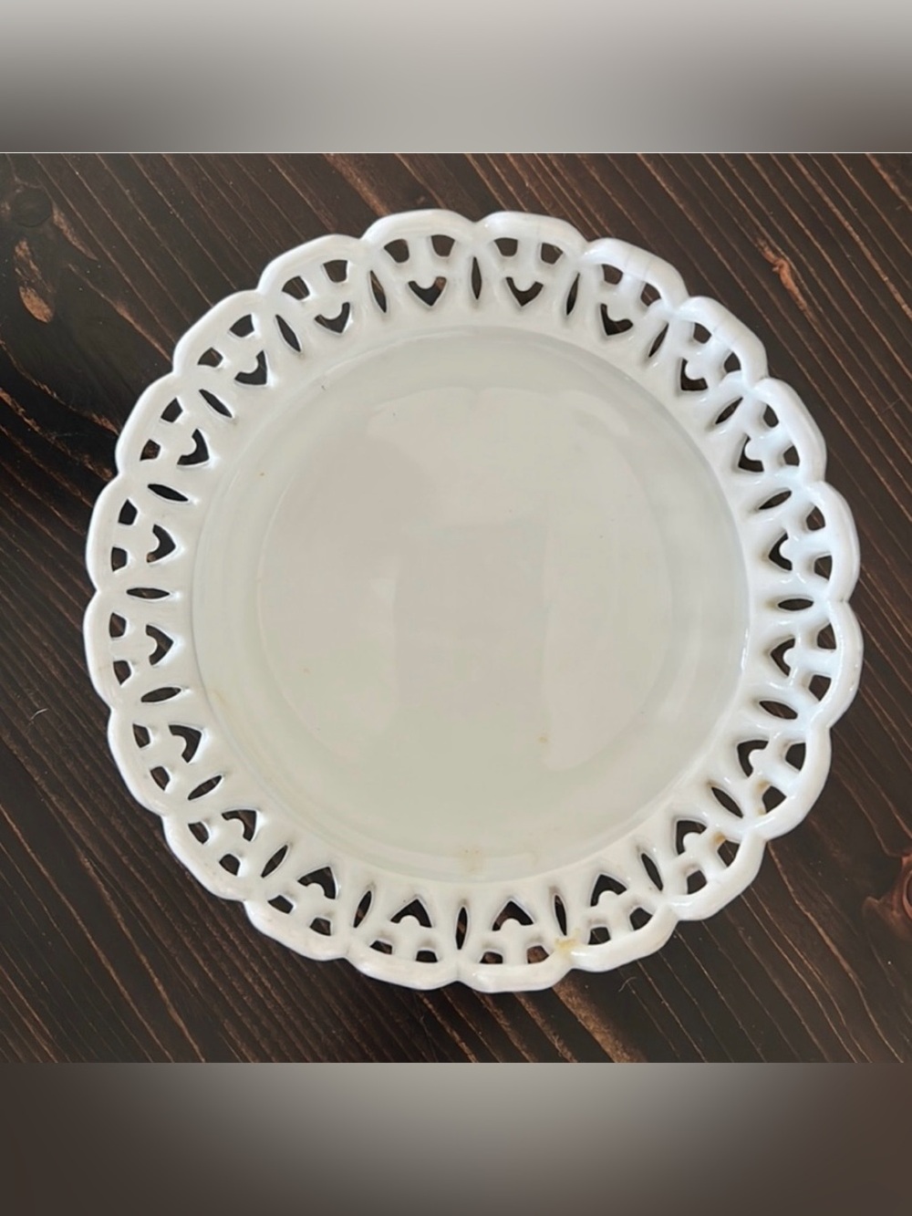 White Milk Glass Atterbury H Pattern Border Bowl/Trinket Dish